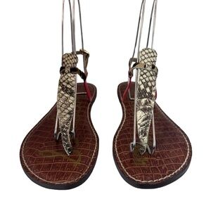 Sam Edelman Women's Snakeskin and Cheetah Print Gigi Thong Sandal Size 10